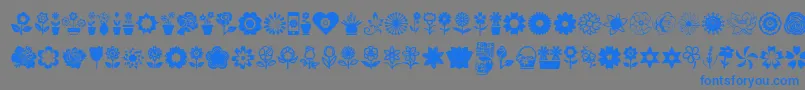 Fonte Flower Icons – fontes azuis em um fundo cinza