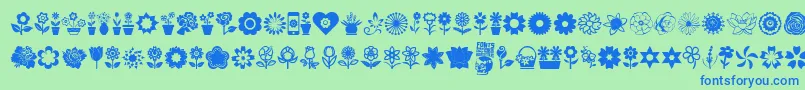 フォントFlower Icons – 青い文字は緑の背景です。