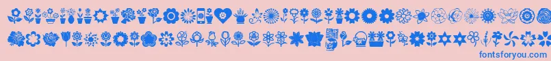 Czcionka Flower Icons – niebieskie czcionki na różowym tle