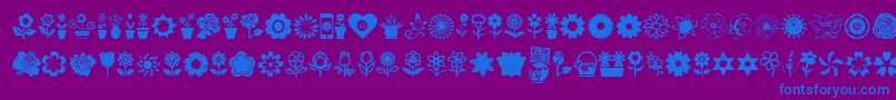 フォントFlower Icons – 紫色の背景に青い文字