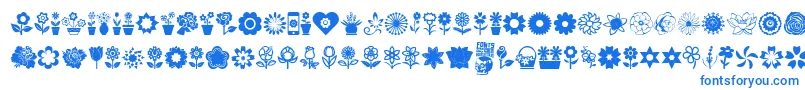 Fonte Flower Icons – fontes azuis em um fundo branco