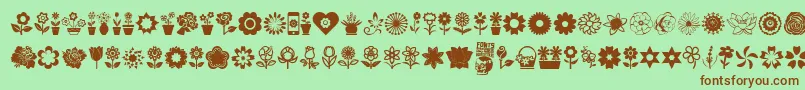 Fonte Flower Icons – fontes marrons em um fundo verde