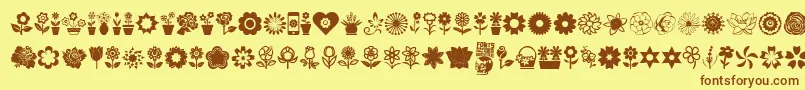 Czcionka Flower Icons – brązowe czcionki na żółtym tle