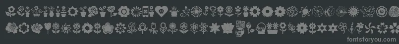 Flower Icons Font – Gray Fonts on Black Background