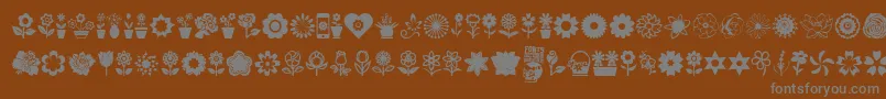 Flower Icons Font – Gray Fonts on Brown Background