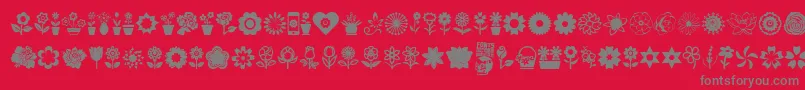 フォントFlower Icons – 赤い背景に灰色の文字