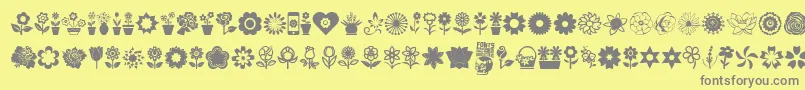 Fonte Flower Icons – fontes cinzas em um fundo amarelo