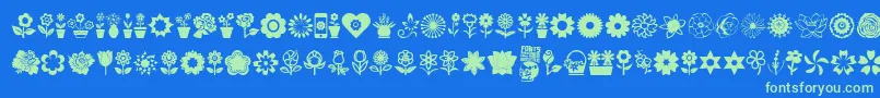 Flower Icons-fontti – vihreät fontit sinisellä taustalla