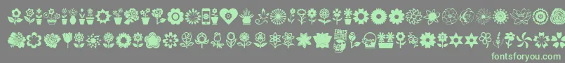 Fonte Flower Icons – fontes verdes em um fundo cinza