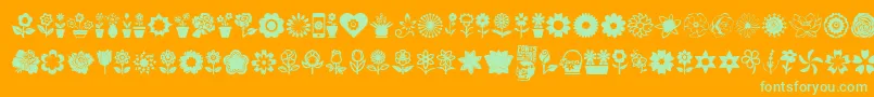 fuente Flower Icons – Fuentes Verdes Sobre Fondo Naranja