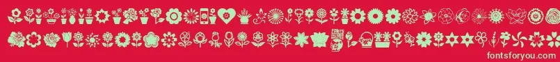 フォントFlower Icons – 赤い背景に緑の文字