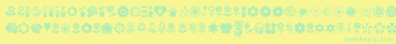 Police Flower Icons – polices vertes sur fond jaune