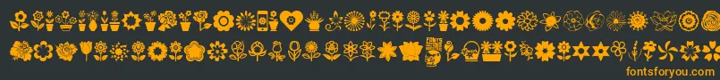 fuente Flower Icons – Fuentes Naranjas Sobre Fondo Negro