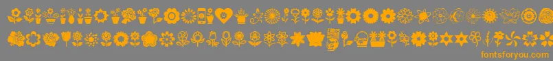 Fonte Flower Icons – fontes laranjas em um fundo cinza