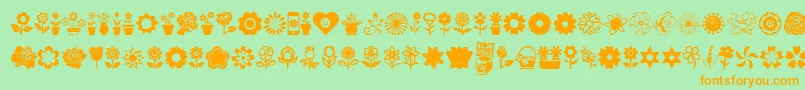 Шрифт Flower Icons – оранжевые шрифты на зелёном фоне