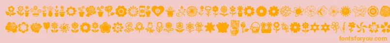 Flower Icons Font – Orange Fonts on Pink Background