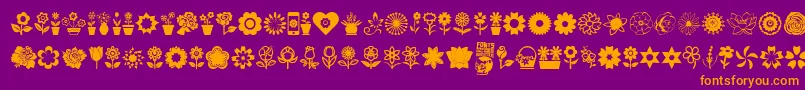 Flower Icons Font – Orange Fonts on Purple Background