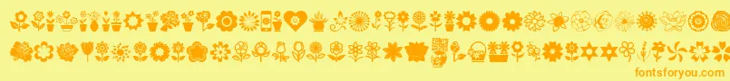 Czcionka Flower Icons – pomarańczowe czcionki na żółtym tle