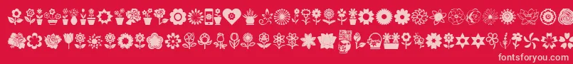 Fonte Flower Icons – fontes rosa em um fundo vermelho