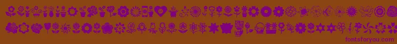 Flower Icons-Schriftart – Violette Schriften auf braunem Hintergrund