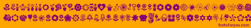 Flower Icons-fontti – violetit fontit oranssilla taustalla