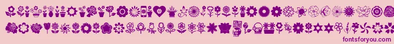 Fonte Flower Icons – fontes roxas em um fundo rosa