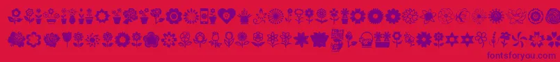 Шрифт Flower Icons – фиолетовые шрифты на красном фоне