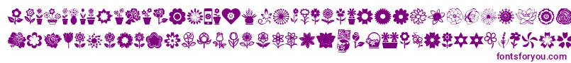 Flower Icons-fontti – violetit fontit valkoisella taustalla