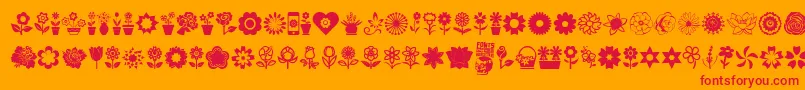 Fonte Flower Icons – fontes vermelhas em um fundo laranja