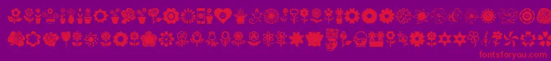 フォントFlower Icons – 紫の背景に赤い文字