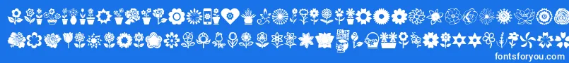 Fonte Flower Icons – fontes brancas em um fundo azul