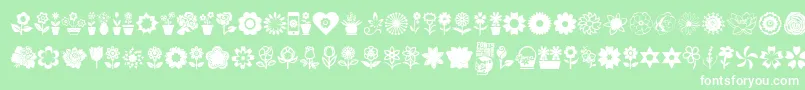 Czcionka Flower Icons – białe czcionki na zielonym tle