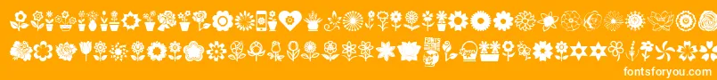 Flower Icons Font – White Fonts on Orange Background