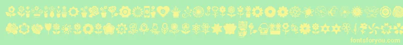 Flower Icons Font – Yellow Fonts on Green Background