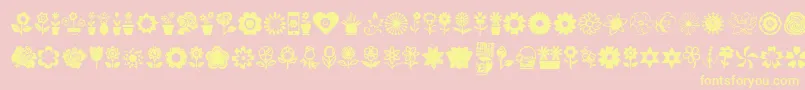 Flower Icons Font – Yellow Fonts on Pink Background