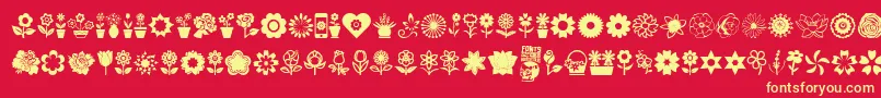 Police Flower Icons – polices jaunes sur fond rouge