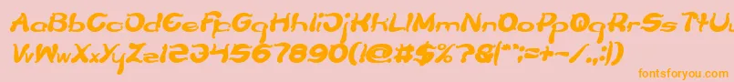 Flower Lover Bold Italic-Schriftart – Orangefarbene Schriften auf rosa Hintergrund