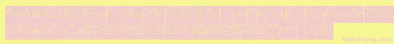 Flower Lover Hollow Inverse-fontti – vaaleanpunaiset fontit keltaisella taustalla