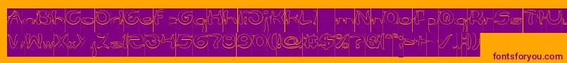 Flower Lover Hollow Inverse-Schriftart – Violette Schriften auf orangefarbenem Hintergrund