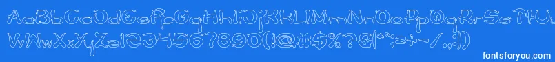 Flower Lover Hollow-Schriftart – Weiße Schriften auf blauem Hintergrund