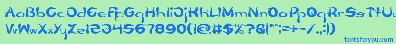 Flower Lover-Schriftart – Blaue Schriften auf grünem Hintergrund