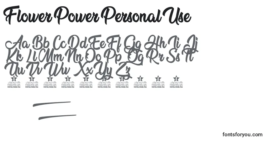 A fonte Flower Power Personal Use – alfabeto, números, caracteres especiais