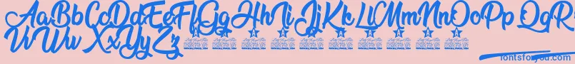 Flower Power Personal Use Font – Blue Fonts on Pink Background