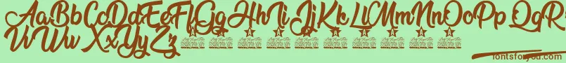 Flower Power Personal Use-Schriftart – Braune Schriften auf grünem Hintergrund