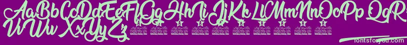 Flower Power Personal Use-Schriftart – Grüne Schriften auf violettem Hintergrund