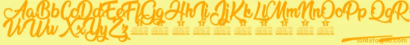 Flower Power Personal Use-Schriftart – Orangefarbene Schriften auf gelbem Hintergrund