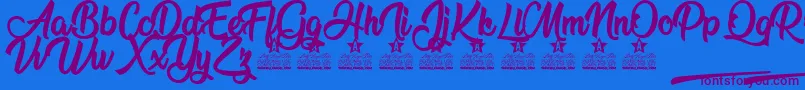 Flower Power Personal Use-Schriftart – Violette Schriften auf blauem Hintergrund