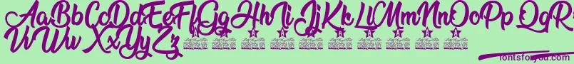 Flower Power Personal Use Font – Purple Fonts on Green Background