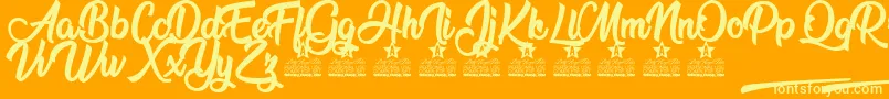Flower Power Personal Use Font – Yellow Fonts on Orange Background