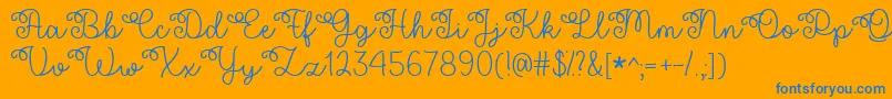 Flower Shop  -Schriftart – Blaue Schriften auf orangefarbenem Hintergrund